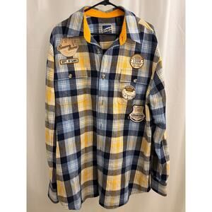 Enyce Button Up Flannel Shirt with Decorative Patches, size XL